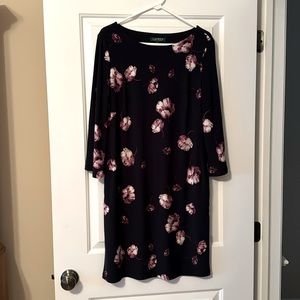 Ralph Lauren Dress Size 12 Dark Blue with Flowers